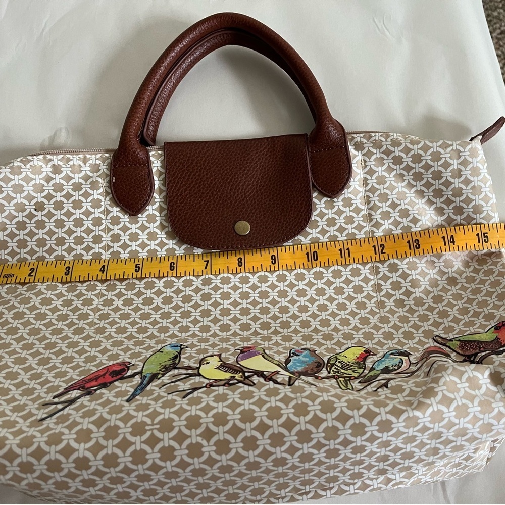 Barth & McCallig Lightweight Foldable Bird Embellished Tote With Leather Trim - Picture 7 of 15